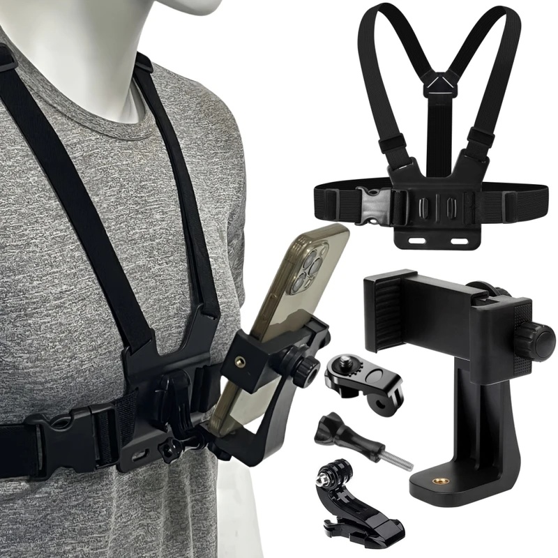 Gopro Action Camera Hero 11 Black - Phone Chest Strap Mount Belt for