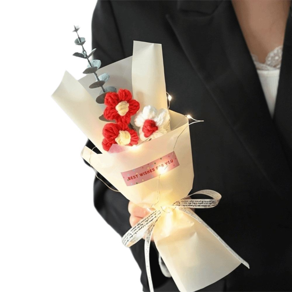 Knitted Crochet Flowers Bouque - Photography Artificial Lighting recension och pris