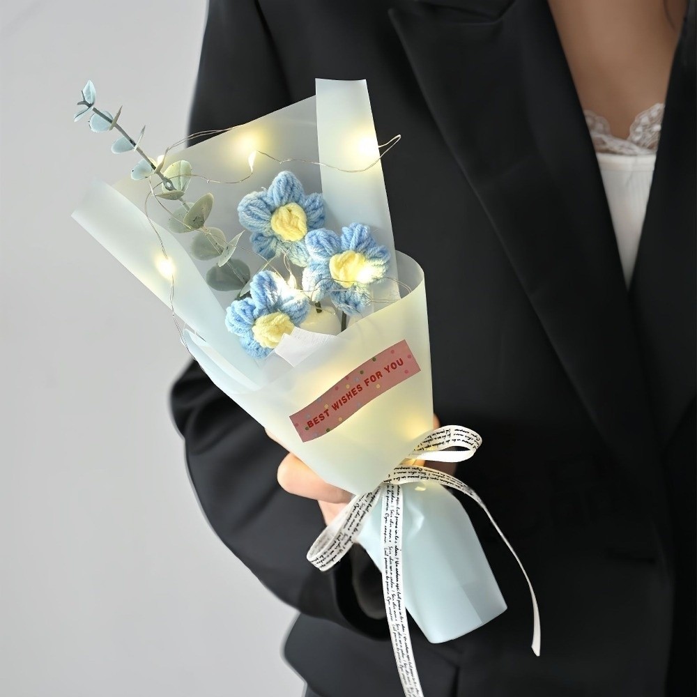 Knitted Crochet Flowers Bouque - Photography Artificial Lighting recension och pris