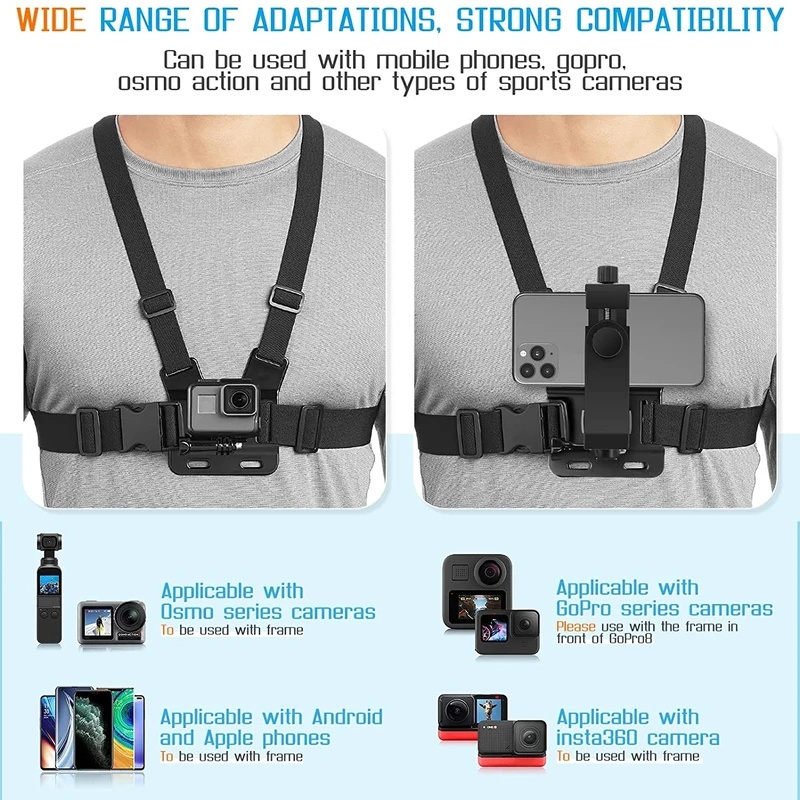 Phone Chest Strap Mount Belt f - Gopro Action Camera Hero 11 Black recension och pris